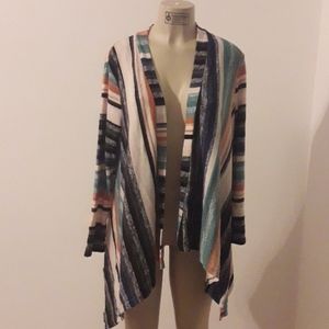 Multi Colored Shark-bite Hem Cardigan